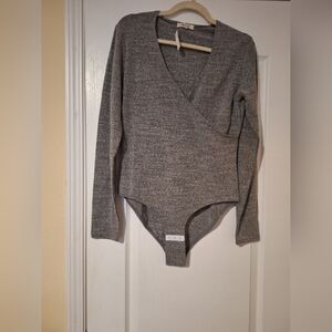Madewell Gray Wrap Bodysuit